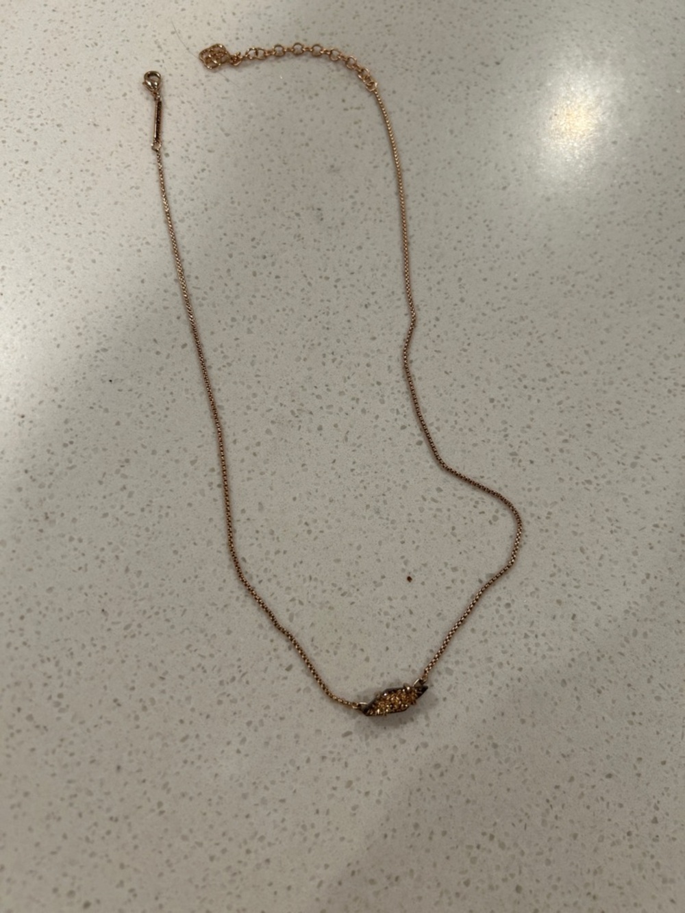 Kendra Scott Rose Gold Druzy marquis Pendant Necklace RARE